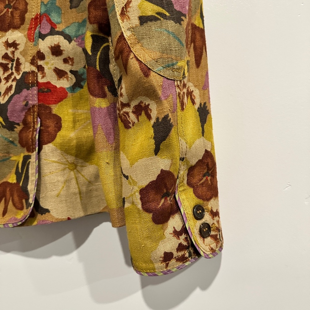 Etro Milano Vintage Linen Floral Blazer Size 44 - Picture 7 of 11